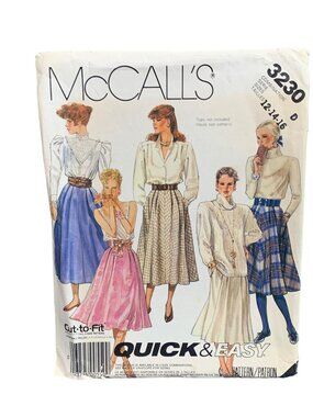 Vintage McCalls 3230 Womens Skirt Sewing Pattern - Sizes 12-14-16 Uncut 1980s